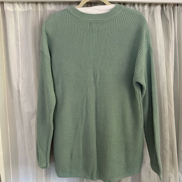 Aerie Sage Green Waffle Knit Henley Sweater XXS Cozy Fall Layer - Picture 4 of 6